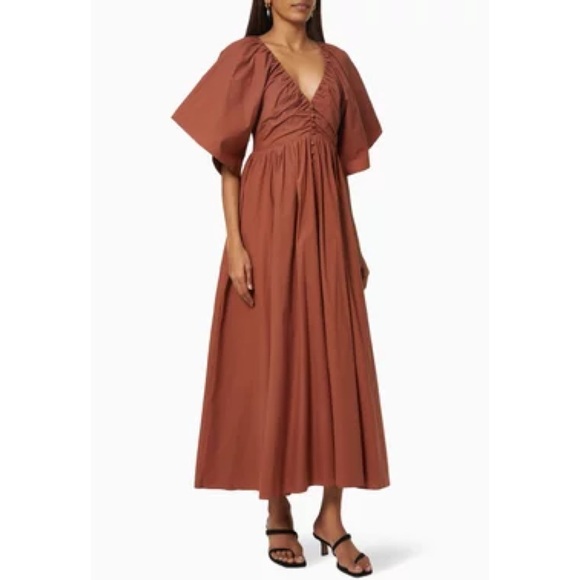NWT Joslin Sakura Midi Earth Brown Dress in Organic Cotton - Picture 16 of 16